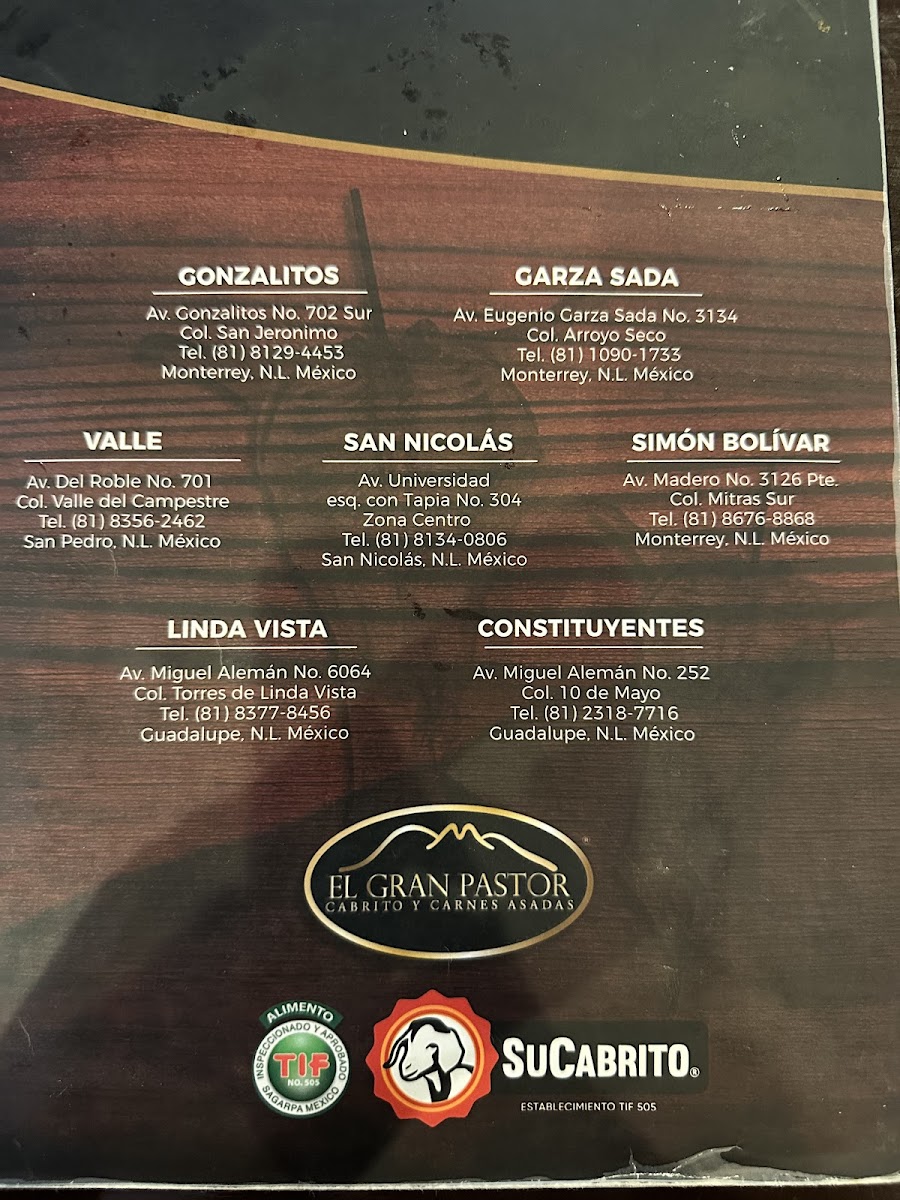 El Gran Pastor Menu - Image 2